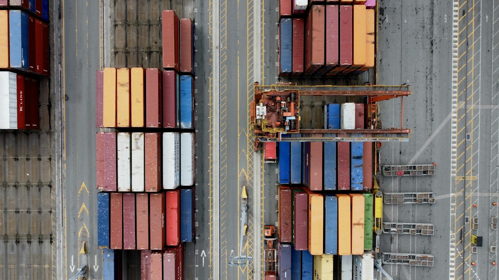 Aerial view of an industrial yard