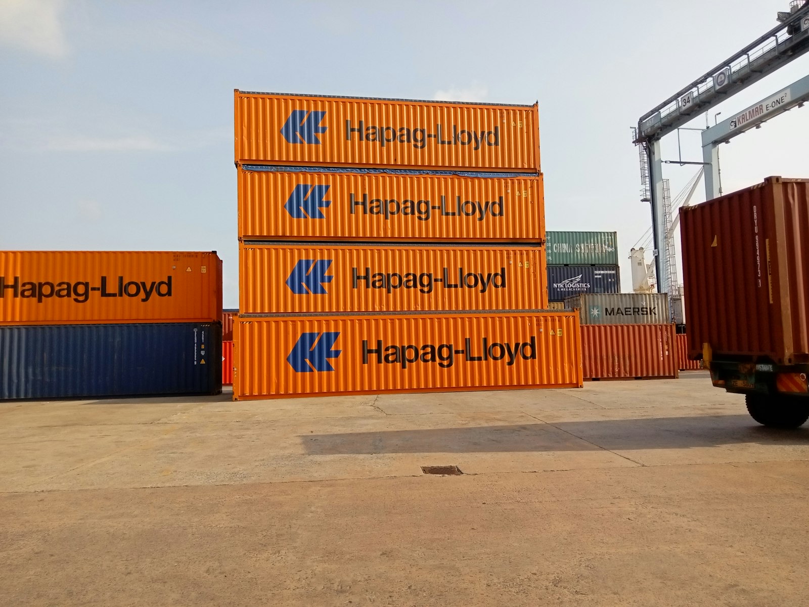 Containers stored in an outdoor yard