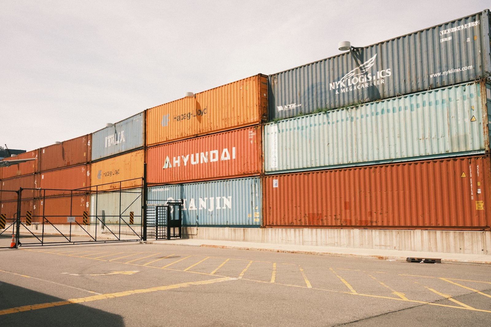 Fenced industrial storage site